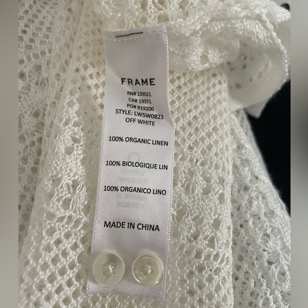 FRAME Linen Open Stitch Henley Shirt size Small - Picture 5 of 6
